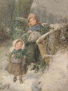 Frederic james Shields,ARWS The Holly Gatherers (mk46) oil on canvas